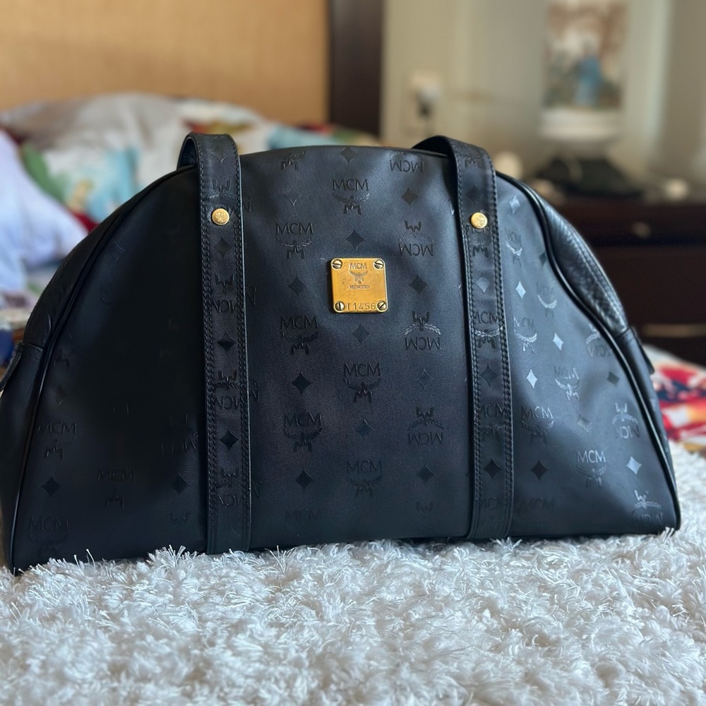 MCM PVC half moon shoulder bag